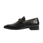 Black Croc Embossed Loafers - Image 2