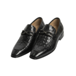 Black Croc Embossed Loafers
