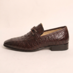 Brown Croc Embossed Loafers - Image 4