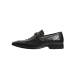 Black Croc Embossed Loafers - Image 4