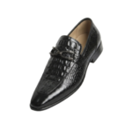Black Croc Embossed Loafers - Image 3