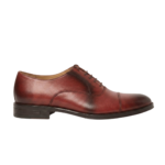 Premium Brown Leather Cap Toe Dress Shoes - Image 3